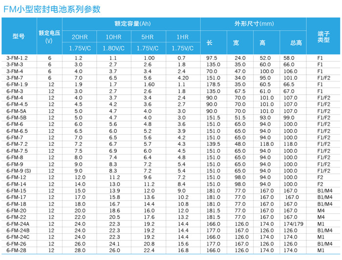 科士达 12V FM小型 技术参数